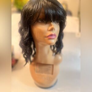 Fashion Wig Black Spiral Curl with Bangs